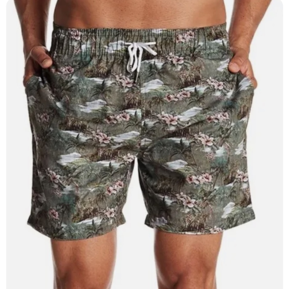 Slate & Stone Floral Swim Trunks Men's Shorts Size Large